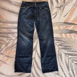 7 For All Mankind Dark Wash Straight Leg Jeans Button Fly 33